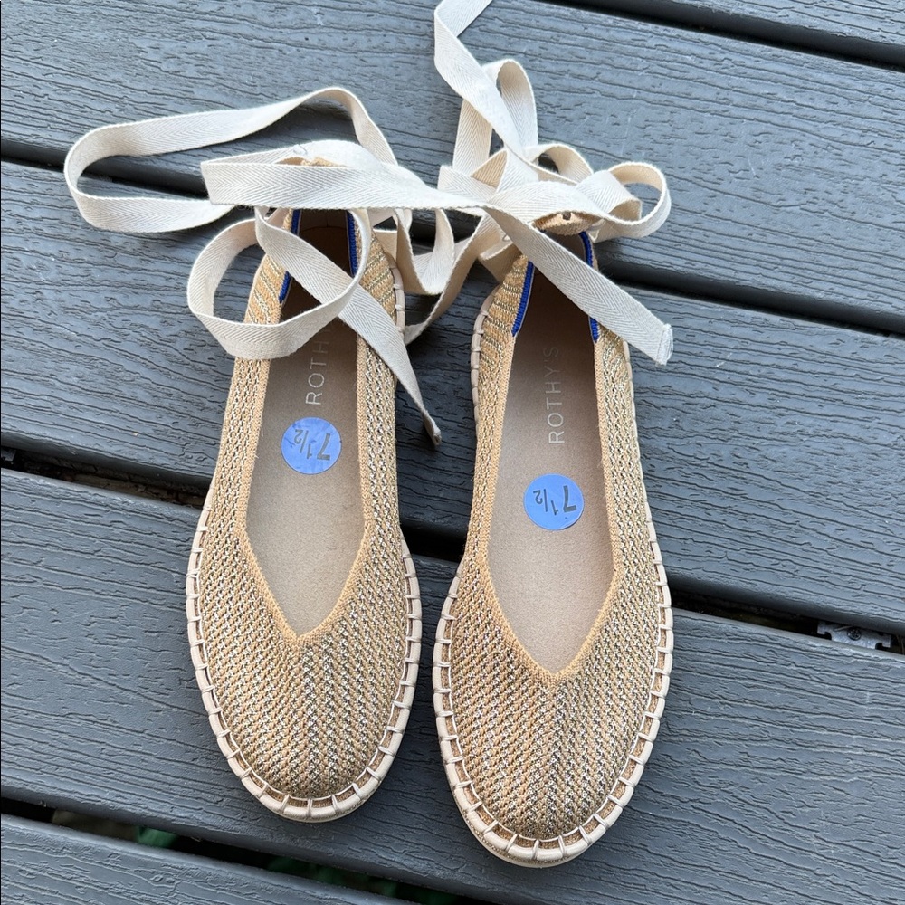 Rothy's Gold Espadrille Flats
